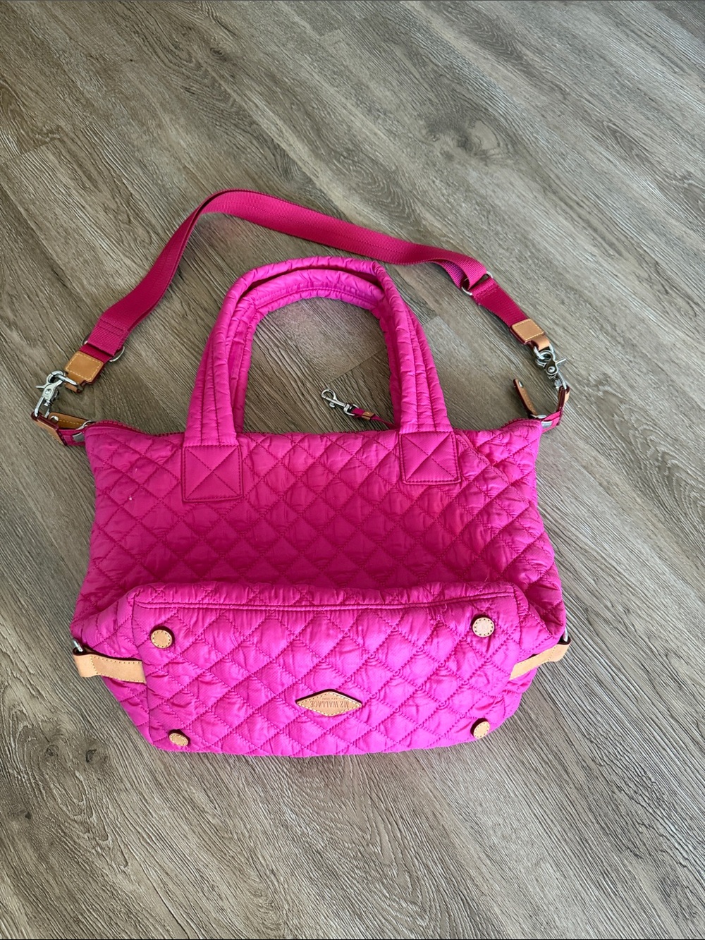 MZ WALLACE Medium Sutton Hot Pink Quilted Nylon Tote - Picture 10 of 13